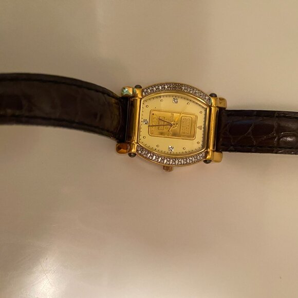 Croton Swiss 23 K Gold Plated Credit Suisse Gold Ingot Watch. 1 gram Ingot - Picture 10 of 10